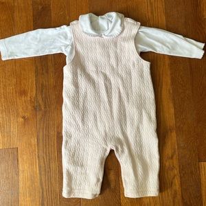 Kissy Kissy pink overalls romper and collar onesie 12-18 months